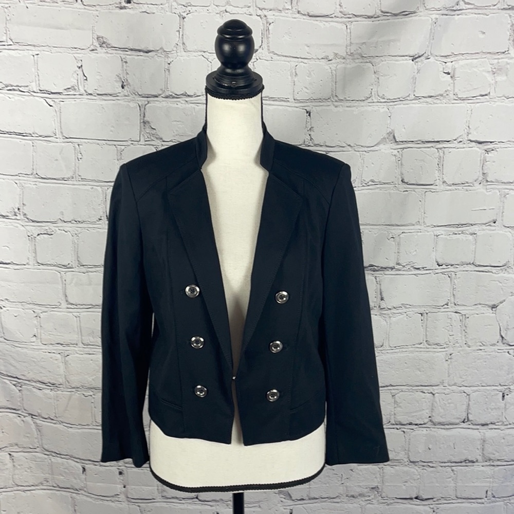 NWT WHBM Black Fasten Front Blazer Sz 10